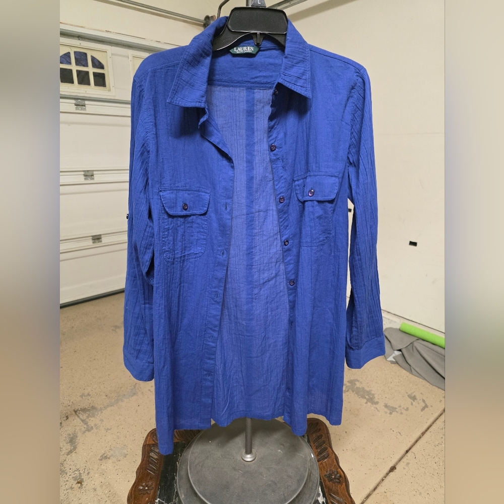 Polo by Ralph Lauren Cobalt Blue Button-Front Shirt Jacket